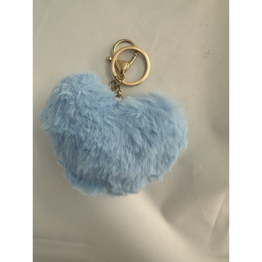 Heart Pom purse keychain - Light Blue